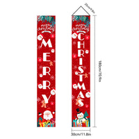 HKM-384723 Christmas Couplets Decor Flag - Old Man Nutcracker and Snowman Design, Polyester Fabric, 30x180cm