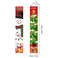 HKM-384723 Christmas Couplets Decor Flag - Old Man Nutcracker and Snowman Design, Polyester Fabric, 30x180cm