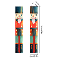 HKM-384723 Christmas Couplets Decor Flag - Old Man Nutcracker and Snowman Design, Polyester Fabric, 30x180cm