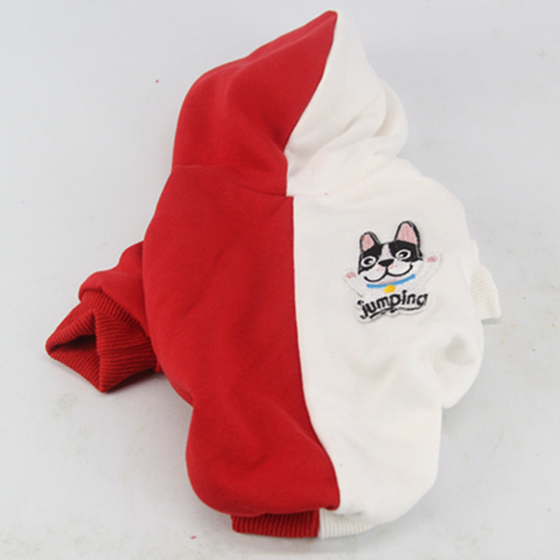 HKM-384723 Cozy Cotton Dog Sweater for Autumn and Winter - Stylish Casual Design in Black/White and Red/White Color Options