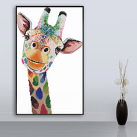 HKM-384787 Cross-Stitch Rainbow Giraffe Vertical Decorative Art Kit in Ecological and Egyptian Cotton