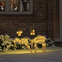 HKM-384915 Warm LED Christmas Reindeer Decoration - 2 pcs, Indoor/Outdoor Use, USB Powered, Modern Design