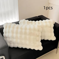 HKM-384915 Warm Rabbit Plush Pillowcase - Soft Polyester Fiber, 30cm x 50cm, Available in Gray, Light Green, White, Camel