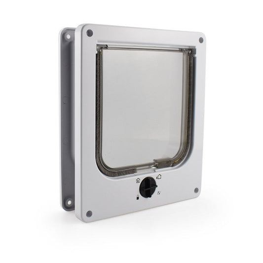 HKM-385107 Interior Cat Door with Rotary Lock and Magnetic Closure - Weatherproof Large Cat Door for Indoor Pets
