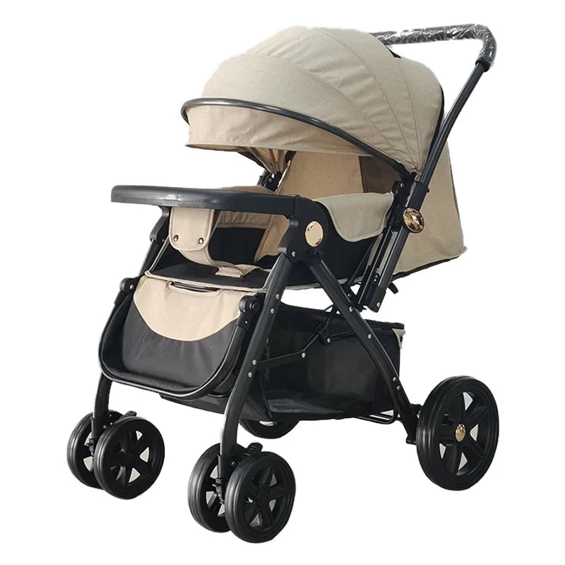 HKM-385299 Bidirectional Navy Blue Baby Stroller for Newborns - Portable Push Chair for Children