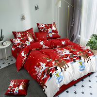 HKM-385427 Santa-Themed Bedding Set - 3 or 4 Piece in Polyester Cotton Blend, Includes Quilt Cover, Bed Sheet, and Pillowcases