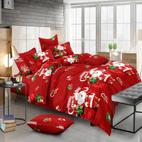 HKM-385427 Santa-Themed Bedding Set - 3 or 4 Piece in Polyester Cotton Blend, Includes Quilt Cover, Bed Sheet, and Pillowcases