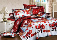 HKM-385427 Santa-Themed Bedding Set - 3 or 4 Piece in Polyester Cotton Blend, Includes Quilt Cover, Bed Sheet, and Pillowcases