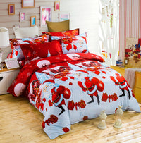 HKM-385427 Santa-Themed Bedding Set - 3 or 4 Piece in Polyester Cotton Blend, Includes Quilt Cover, Bed Sheet, and Pillowcases