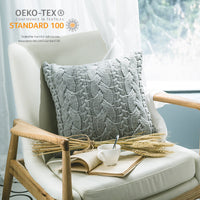 HKM-385491 Handmade 45x45cm Cozy Gray Acrylic Cushion Cover