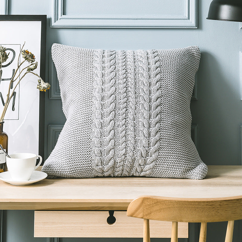 HKM-385491 Handmade 45x45cm Cozy Gray Acrylic Cushion Cover