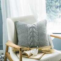 HKM-385491 Handmade 45x45cm Cozy Gray Acrylic Cushion Cover