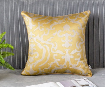 HKM-385555 Golden Polyester Satin and Velvet Pillow Cushion Cover - 50x50cm, 45x45cm, 35x50cm