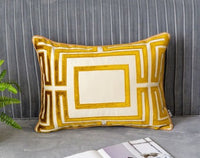 HKM-385555 Golden Polyester Satin and Velvet Pillow Cushion Cover - 50x50cm, 45x45cm, 35x50cm