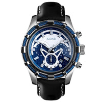 HKM-385619 Men's Multi-Function Luminous Quartz Watch with Genuine Leather Strap