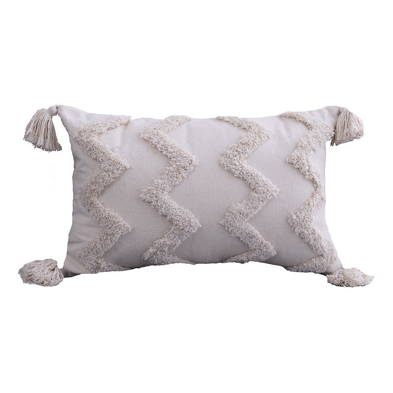 HKM-385811 Moroccan Style Cotton and Linen Throw Pillow Cushion Cover - 45x45cm and 50x30cm Sizes
