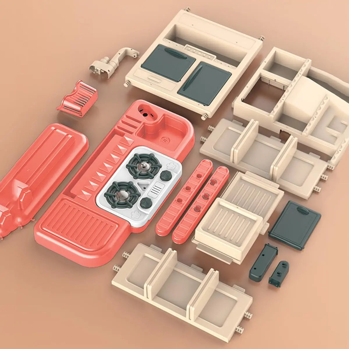 KTX-385939 Mini Kitchen Sink Play Set with 43 PCS Pretend Cooking Toys for Kids Ages 2 to 13