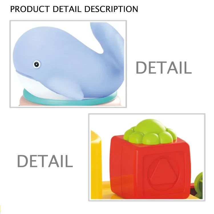 HKM-386067 Colorful Educational Stacking Cups and Floating Water Animals Toy for Bath Time Fun