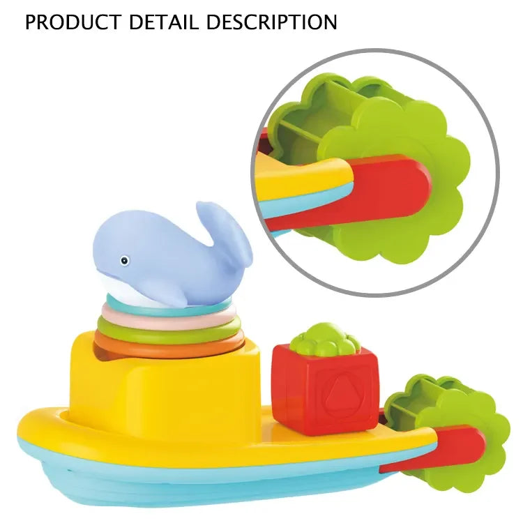 HKM-386067 Colorful Educational Stacking Cups and Floating Water Animals Toy for Bath Time Fun