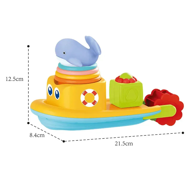 HKM-386067 Colorful Educational Stacking Cups and Floating Water Animals Toy for Bath Time Fun