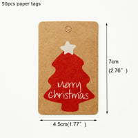 HKM-386067 Kraft Paper Christmas Hang Tag Set - 50 Labels Each of Tree, Elk, Snowman, Stocking, Santa, Candy, Snowflake
