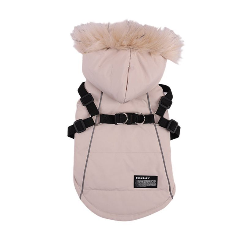 HKM-386131 Fur Tie Hat Casual Vest for Dogs in Cool Black, Army Green, Red, and Beige