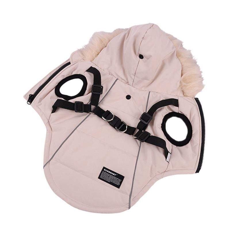 HKM-386131 Fur Tie Hat Casual Vest for Dogs in Cool Black, Army Green, Red, and Beige