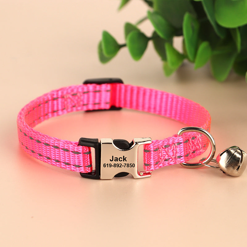 HKM-386451 Reflective Cat Collar with Anti-Slip Design - Adjustable Nylon in Various Colors