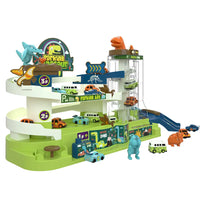 HKM-386515 3-Layer Dinosaur Parking Lot Play Set for Kids - DIY Assembled Racing Track Car Slot Toy