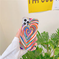 HKM-386515 Colorful Heart Pattern Shockproof Soft TPU Phone Case for Select iPhone Models