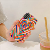 HKM-386515 Colorful Heart Pattern Shockproof Soft TPU Phone Case for Select iPhone Models