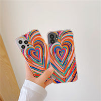 HKM-386515 Colorful Heart Pattern Shockproof Soft TPU Phone Case for Select iPhone Models