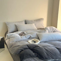 HKM-386579 Cream Girl Geometric Pattern Four-Piece Milk Fiber Bedding Set with Duvet Cover and Pillowcases