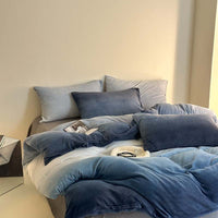 HKM-386579 Cream Girl Geometric Pattern Four-Piece Milk Fiber Bedding Set with Duvet Cover and Pillowcases