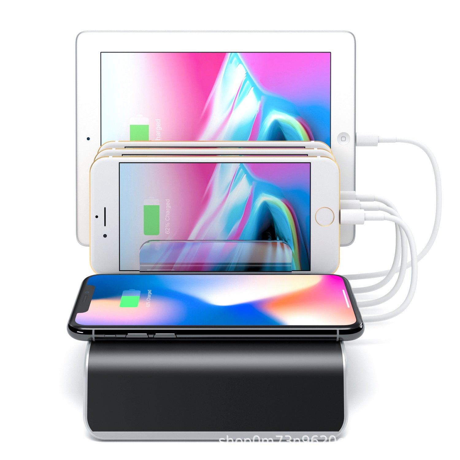 HKM-386643 Universal Mobile Tablet Charging Stand with Wireless Charging Station, ABS Material, Compact Design