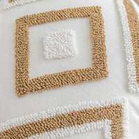 HKM-386707 Geometric Pattern Tufted Pillow Cover in Khaki – 30x50cm & 45x45cm Sizes