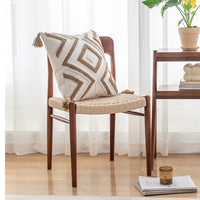 HKM-386707 Geometric Pattern Tufted Pillow Cover in Khaki – 30x50cm & 45x45cm Sizes