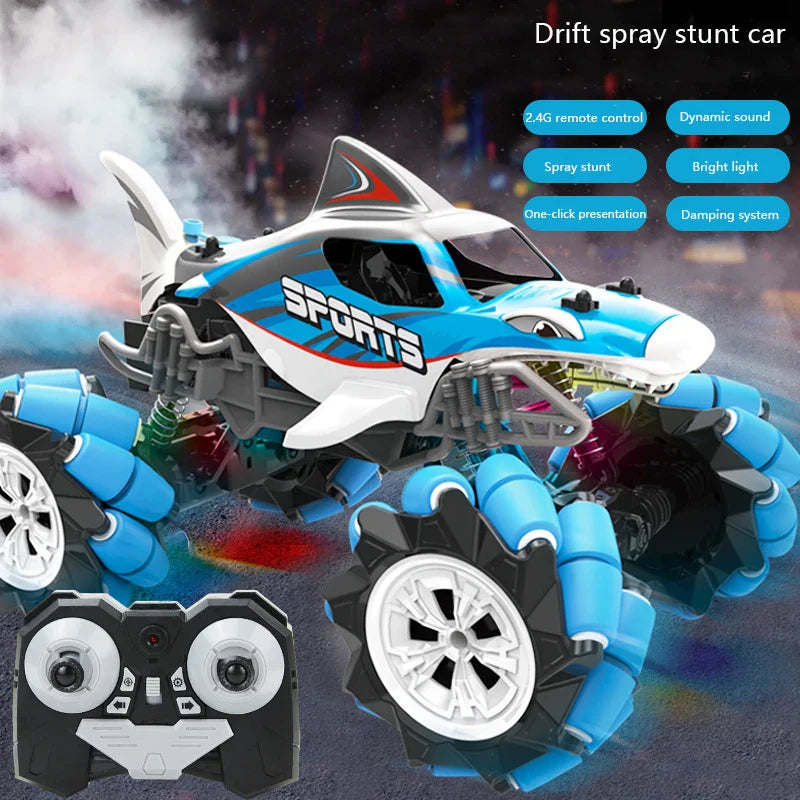 HKM-386835 1:16 RC Shark Drift Stunt Car - 4CH Radio Control Toy for Indoor/Outdoor Fun for Ages 5 and Up