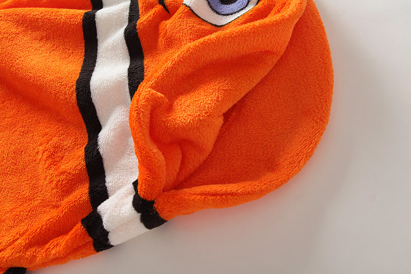 HKM-387091 Infant Soft Coral Pattern Cartoon Clown Fish Plush Sleeping Bag with Anti-Kick Design