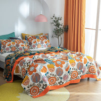 HKM-387219 Air Conditioner Quilt in Cotton, Available in Bird Screen Yellow and Blue, Floral Patterns, Various Sizes