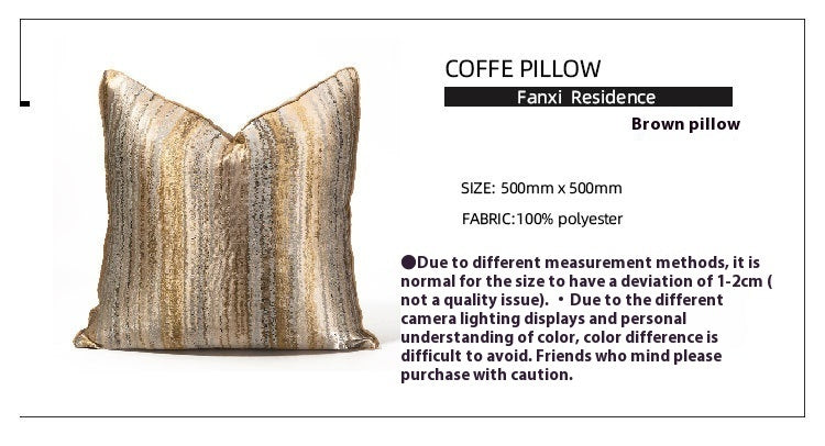 HKM-387219 Champagne Gold Striped Pillowcase for Modern Minimalist Living Room and Bedroom Décor