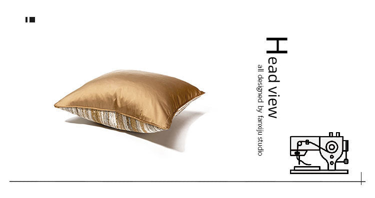 HKM-387219 Champagne Gold Striped Pillowcase for Modern Minimalist Living Room and Bedroom Décor