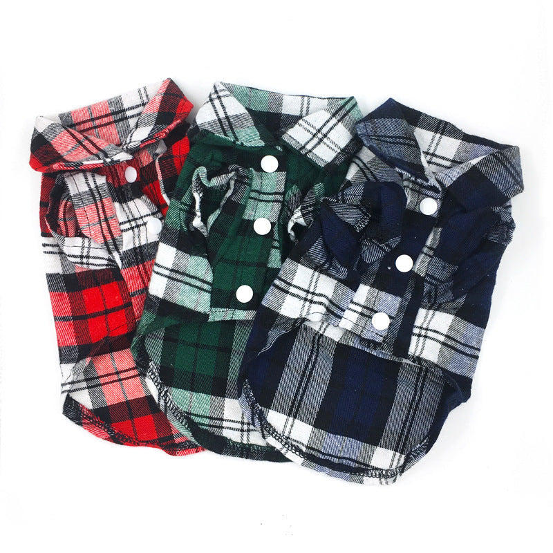 HKM-387283 Classic Plaid Cotton Shirt for Dogs – Spring and Summer Style