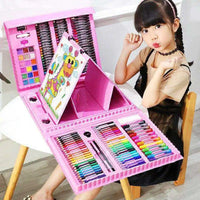 HKM-387411 208-Piece Customizable Drawing Art Set for Kids - Oil, Pastel & Printing Supplies