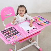 HKM-387411 208-Piece Customizable Drawing Art Set for Kids - Oil, Pastel & Printing Supplies