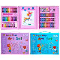 HKM-387411 208-Piece Customizable Drawing Art Set for Kids - Oil, Pastel & Printing Supplies