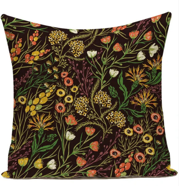 HKM-387539 Ink Painting Floral Cushion Cover - Peach Skin Fabric, 45x45 cm