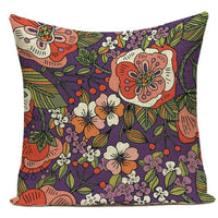 HKM-387539 Ink Painting Floral Cushion Cover - Peach Skin Fabric, 45x45 cm