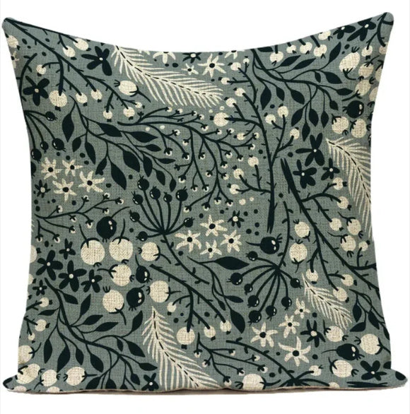 HKM-387539 Ink Painting Floral Cushion Cover - Peach Skin Fabric, 45x45 cm
