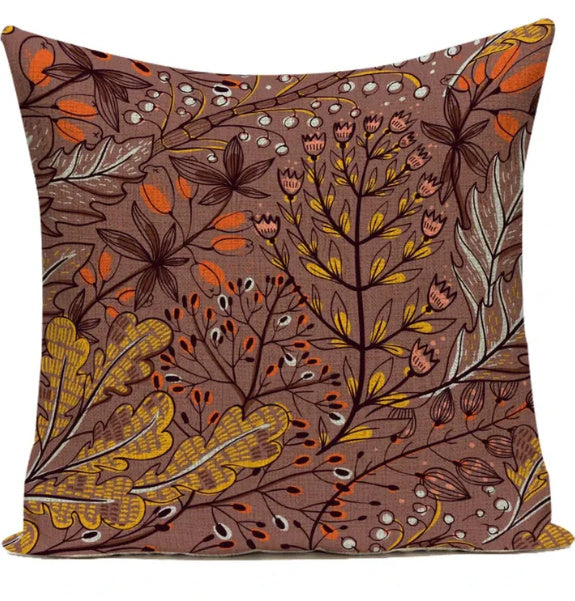 HKM-387539 Ink Painting Floral Cushion Cover - Peach Skin Fabric, 45x45 cm